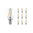 Mehrfachpackung 10x Lustre LED E14 Kugel Fadenlampe Klar 2.5W 250lm - 822-827 Dim To Warm | Dimmbar - Ersatz Für 25W