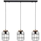 Brilliant Gwen Suspension Luminaire Métal Bois Noir | Convient pour 3x E27